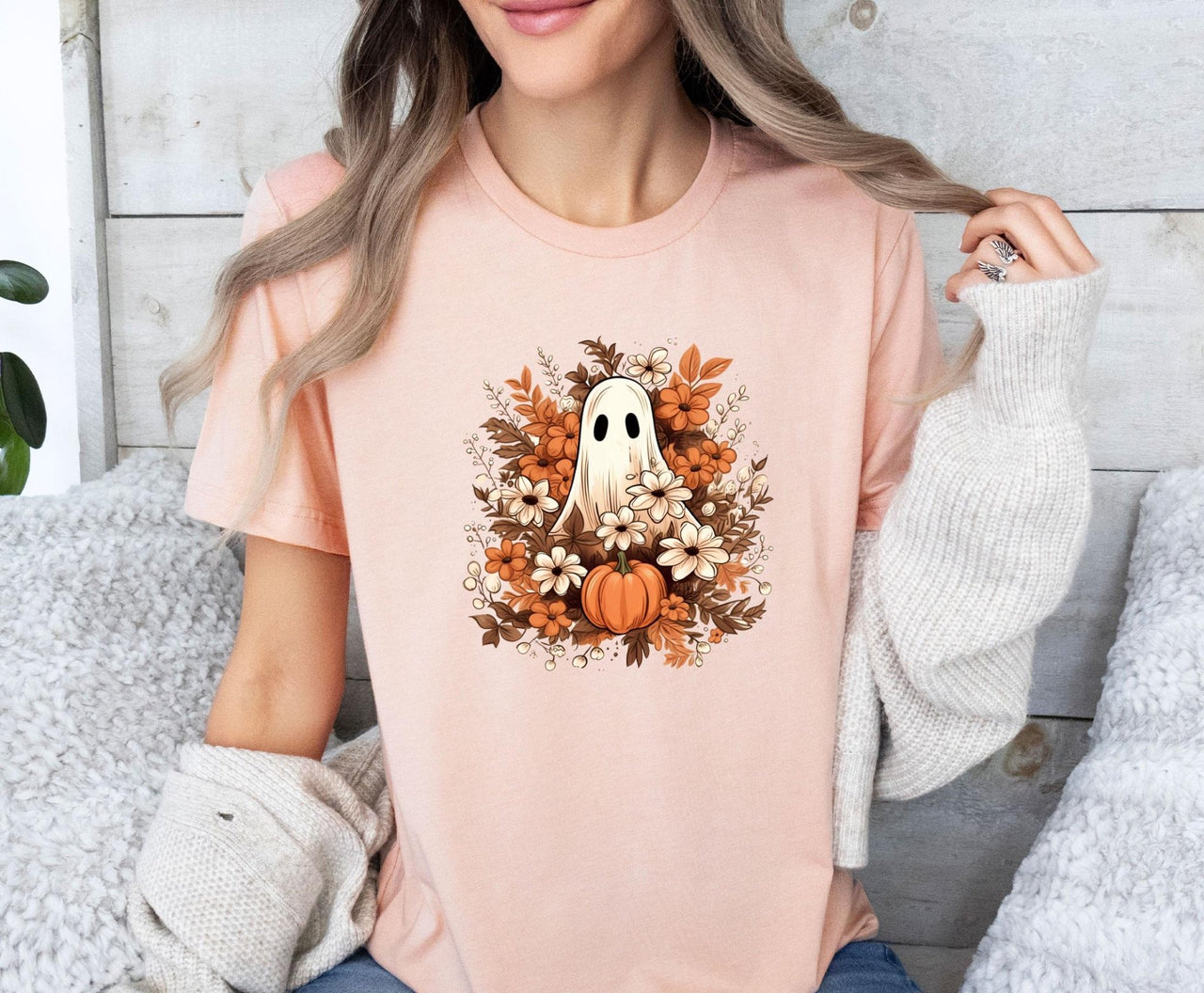 Ghost Floral Shirt - lismoreboutique - Unisex T-Shirt - Cute_Ghost_Shirt