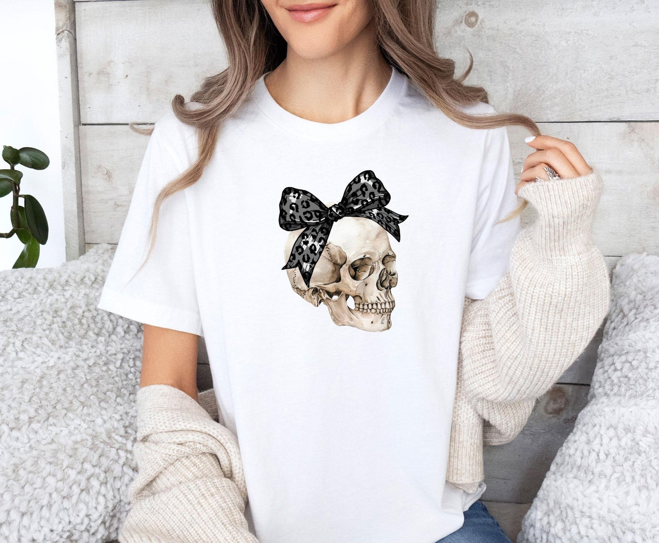 Halloween Skull Shirt - lismoreboutique - Unisex T-Shirt - Black_Bow_Skull_Tee