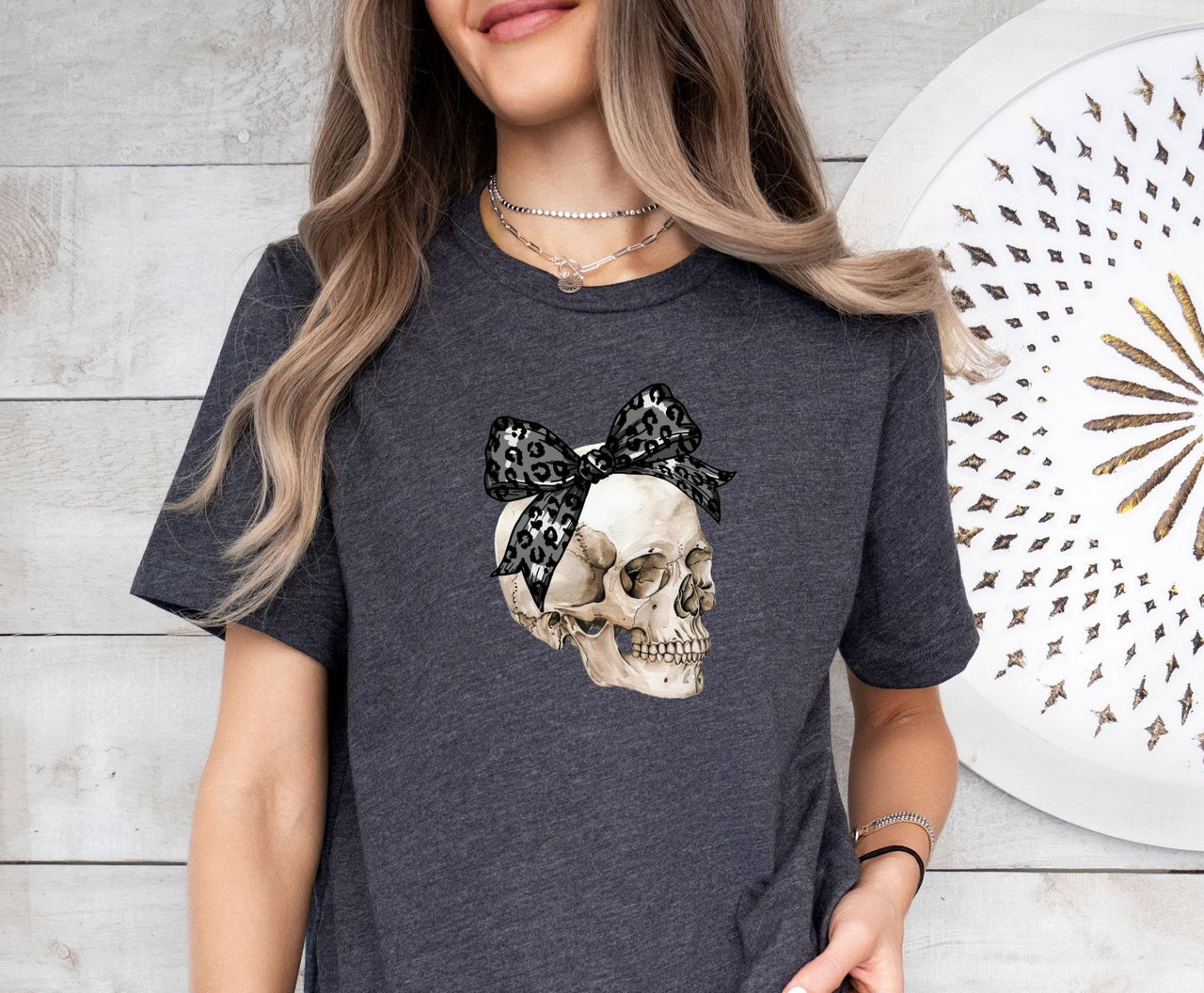 Halloween Skull Shirt - lismoreboutique - Unisex T-Shirt - Black_Bow_Skull_Tee