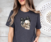 Thumbnail for Halloween Skull Shirt - lismoreboutique - Unisex T-Shirt - Black_Bow_Skull_Tee