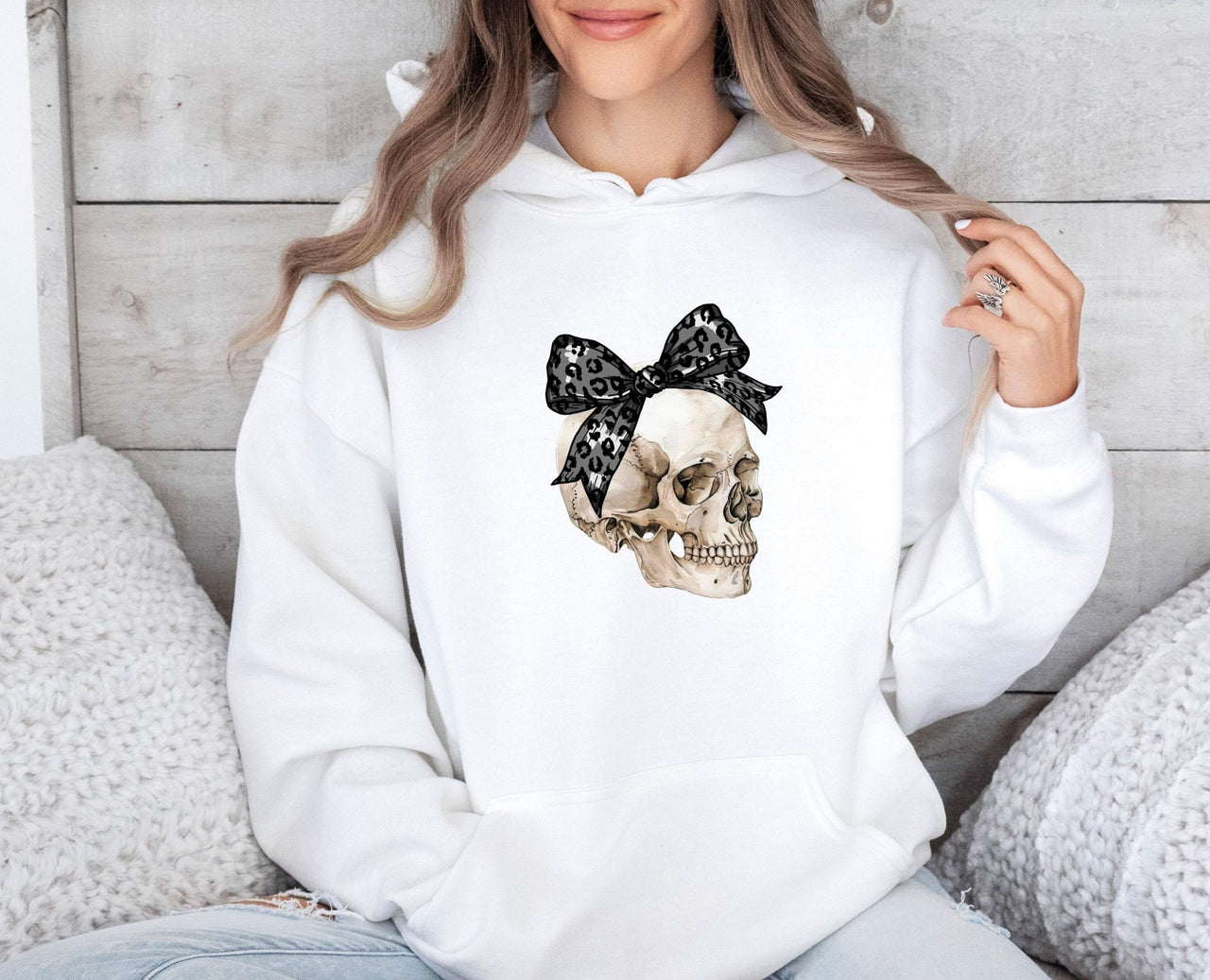 Halloween Skull Hoodie - lismoreboutique - Hoodie - Black_Bow_Skull