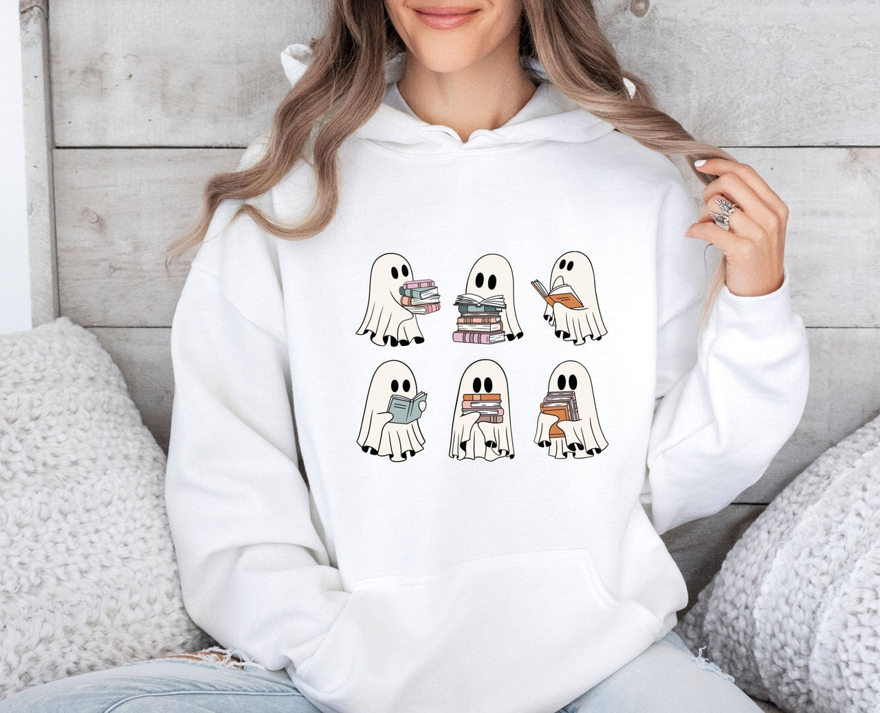 Ghost Reading Books Hoodie - lismoreboutique - Hoodie - Book_Lover_Gift