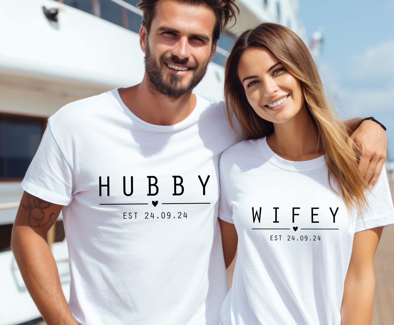 Wifey Hubby T-shirts - lismoreboutique - Unisex T-Shirt - Couples_Shirt