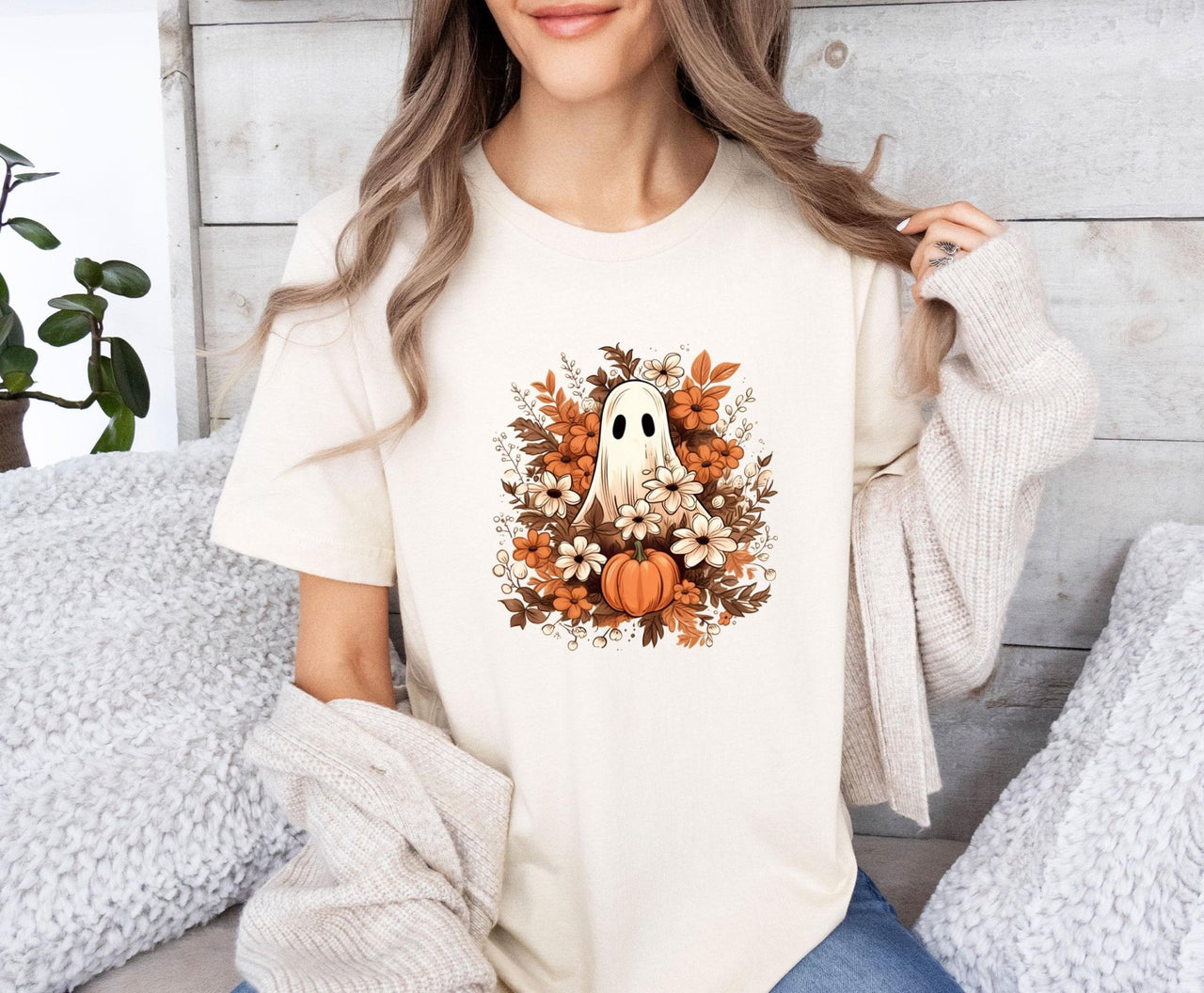 Ghost Floral Shirt - lismoreboutique - Unisex T-Shirt - Cute_Ghost_Shirt