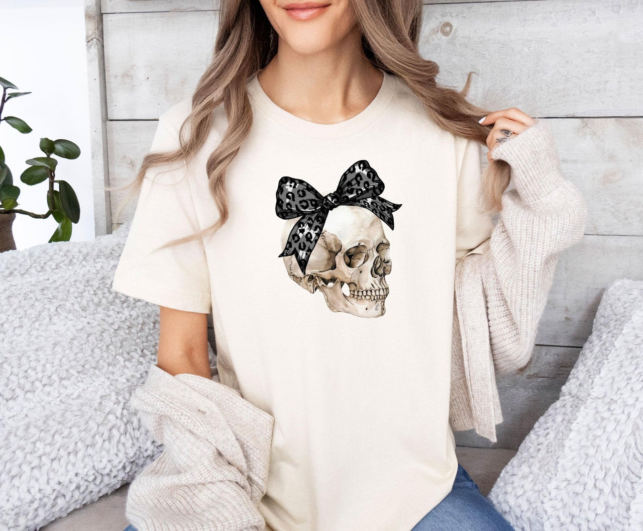 Halloween Skull Shirt - lismoreboutique - Unisex T-Shirt - Black_Bow_Skull_Tee