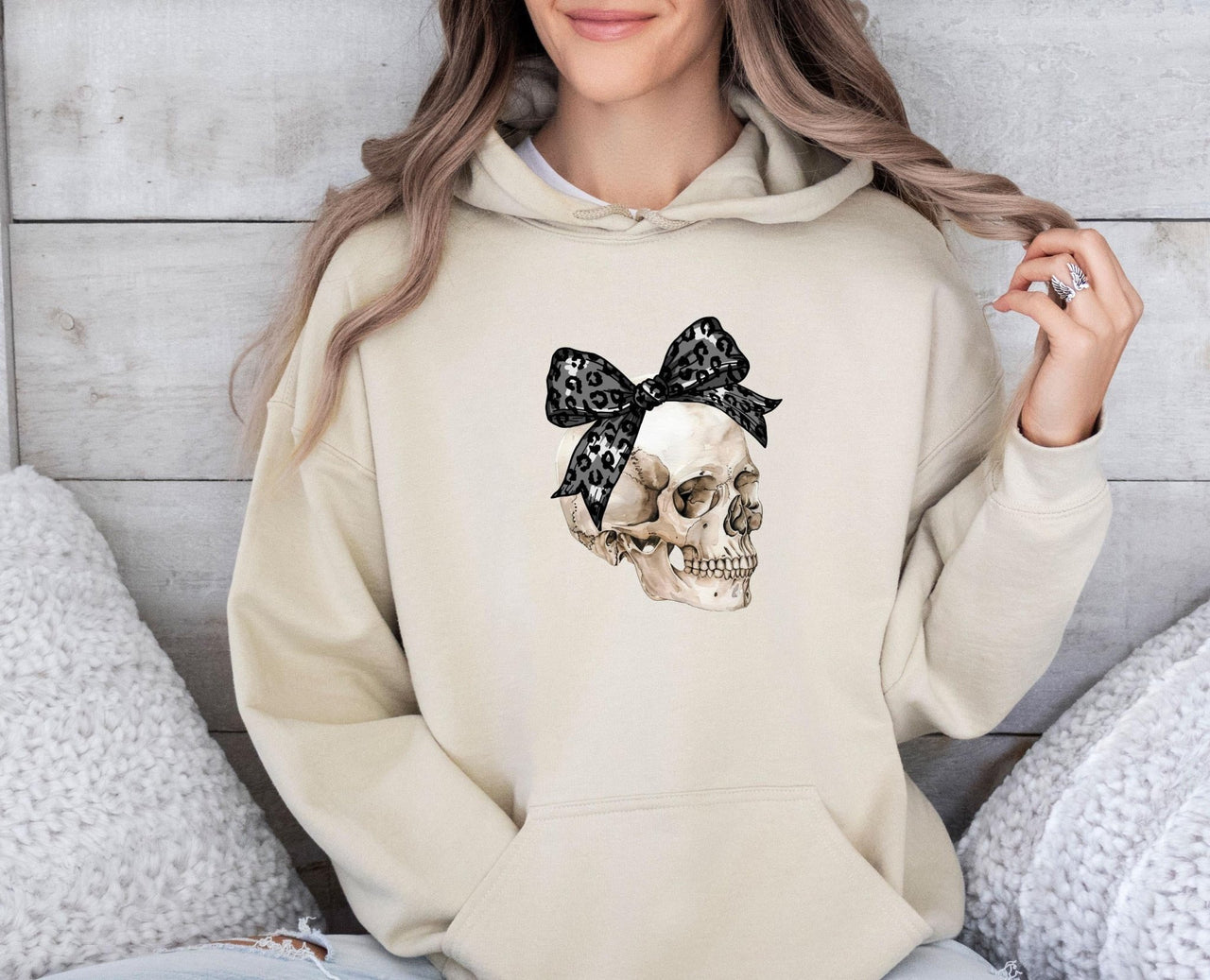 Halloween Skull Hoodie - lismoreboutique - Hoodie - Black_Bow_Skull