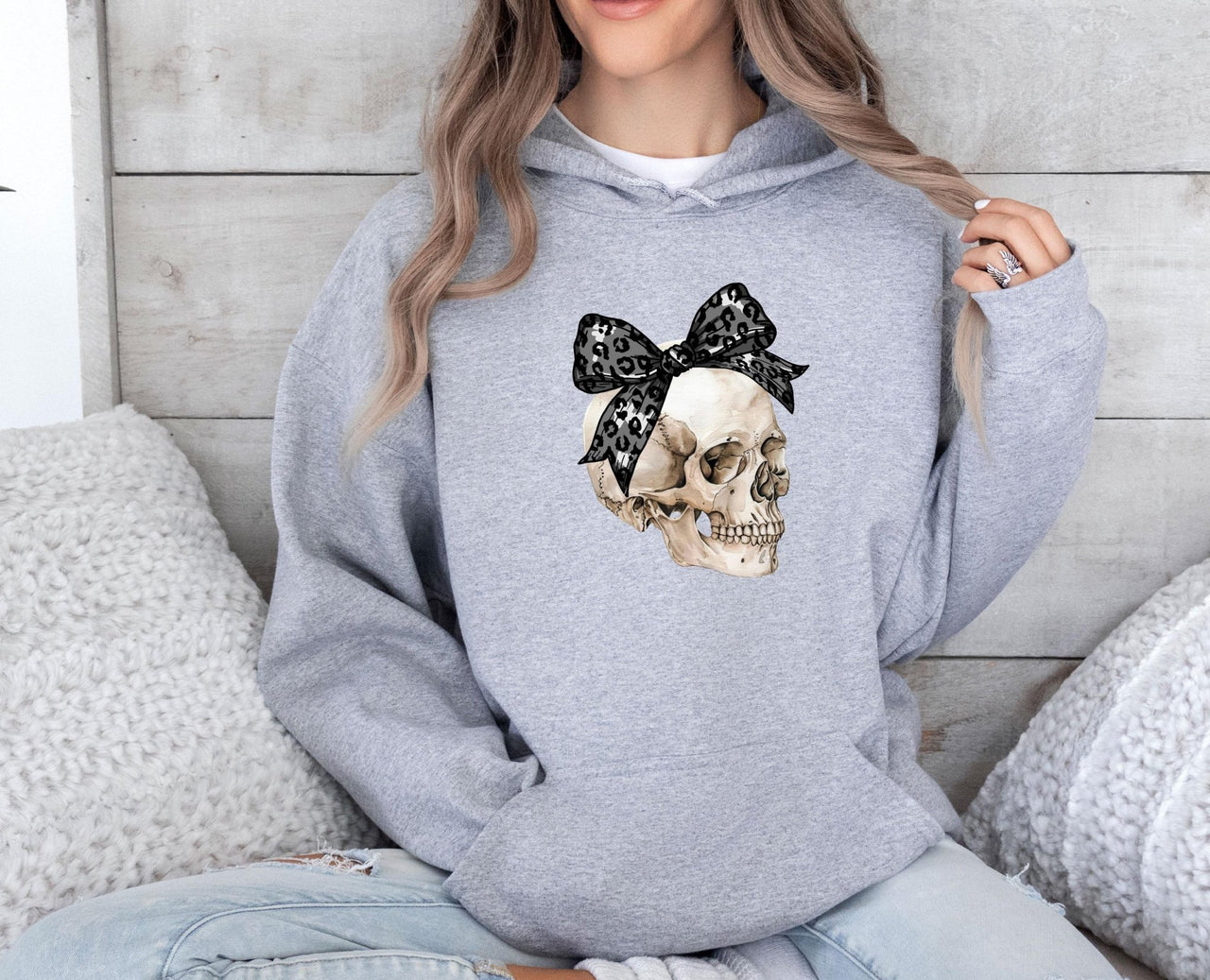 Halloween Skull Hoodie - lismoreboutique - Hoodie - Black_Bow_Skull