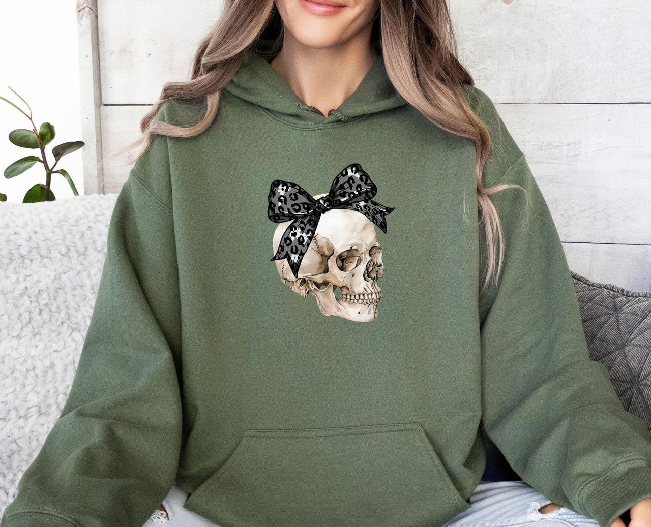 Halloween Skull Hoodie - lismoreboutique - Hoodie - Black_Bow_Skull