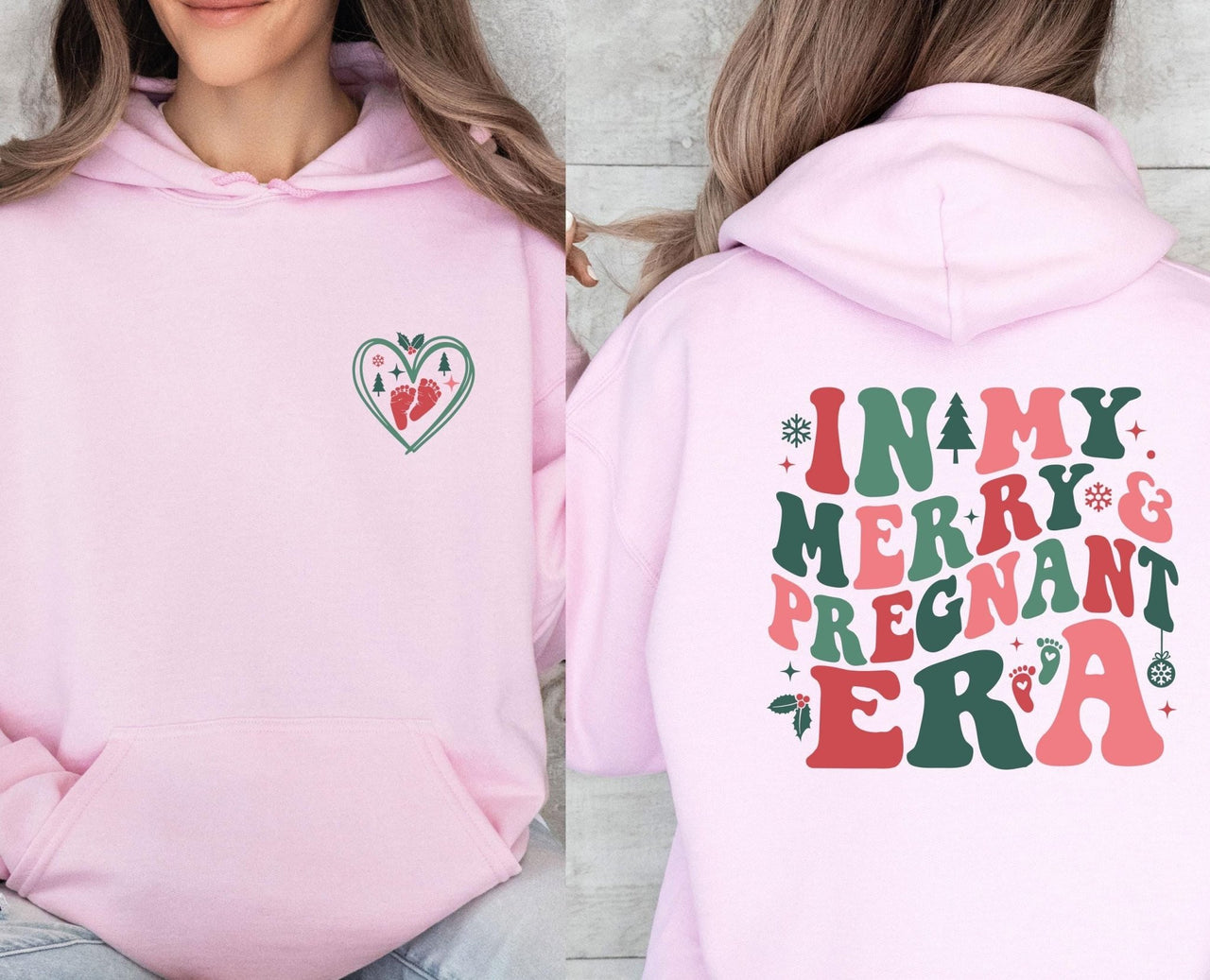 Merry and Pregnant Hoodie - lismoreboutique - Hoodie - Baby_Announcement