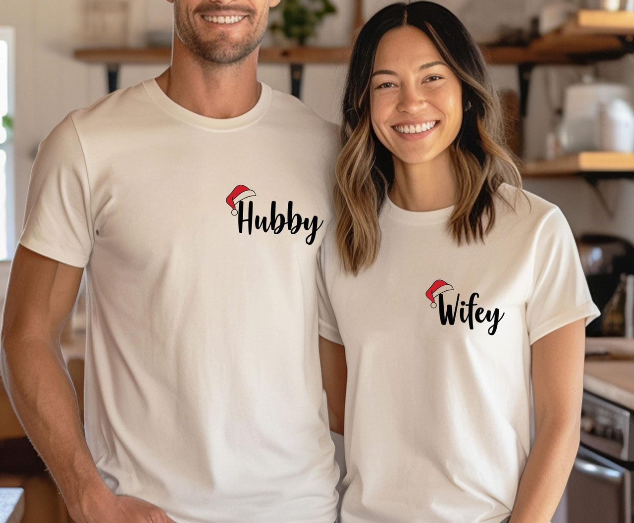 Wifey Hubby Christmas Tee - lismoreboutique - Unisex T-Shirt - Christmas_Couple_Tee