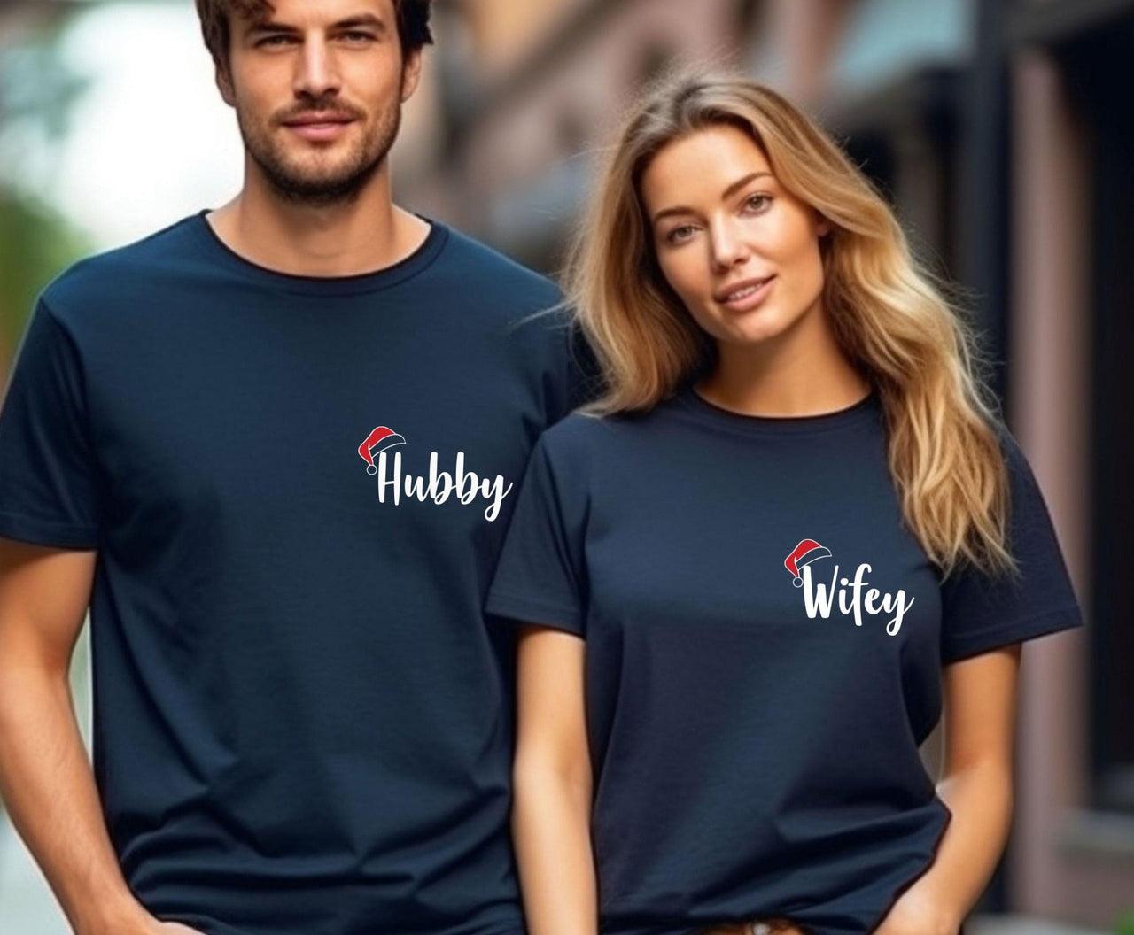 Wifey Hubby Christmas Tee - lismoreboutique - Unisex T-Shirt - Christmas_Couple_Tee